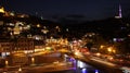 Tbilisi night city, Georgia evening photo, cars, traffic, good view. Royalty Free Stock Photo