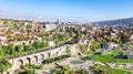 Tbilisi skyline aerial drone view from above, old town of Tbilisi cityscape, Georgia