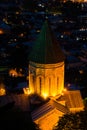 Tblisi city panorama church illuminated