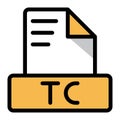 Tc file icon colorful style design. document format text file icons, Extension, type data, vector illustration