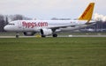 TC-NCF Pegasus Airbus A320-251N arriving on Rotterdam The Hague Airport