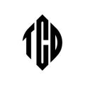 TCD circle letter logo design with circle and ellipse shape. TCD ellipse letters with typographic style. The three initials form a