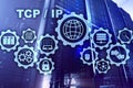 Tcp ip networking. Transmission Control Protocol. Internet Technology concept. Royalty Free Stock Photo