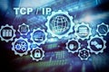 Tcp/ip networking. Transmission Control Protocol. Internet Technology concept. Royalty Free Stock Photo