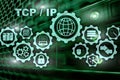 Tcp/ip networking. Transmission Control Protocol. Internet Technology concept. Royalty Free Stock Photo