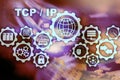 Tcp ip networking. Transmission Control Protocol. Internet Technology concept.