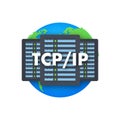 TCP IP - Transmission Control Protocol. Internet Protocol. Vector stock illustration.