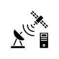 TCP over satellite black glyph icon