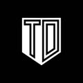 TD Logo monogram shield geometric black line inside white shield color design