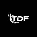 TDF letter logo design on black background. TDF creative initials letter logo concept. TDF letter design Royalty Free Stock Photo