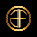 TDF Luxury Logo design golden colour and round Royalty Free Stock Photo