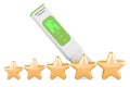 TDS meter with five golden stars. 3D rendering Royalty Free Stock Photo