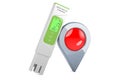 TDS meter with map pointer. 3D rendering Royalty Free Stock Photo