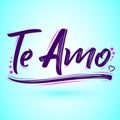 Te Amo, I love you spanish text, vector lettering design