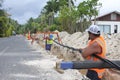 Te Aponga Uira workers lay underground cable in Rarotonga Cook I