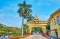 Te gate with pyathat roof on Shwedagon Pagoda Road, Yangon, Myanmar Royalty Free Stock Photo