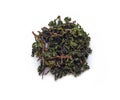 Te Guan Yin mao cha Green Tea, Oolong tea from cuttings laid out in the shape of a circle isolated on a white background Royalty Free Stock Photo