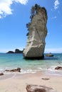 Te Hoho Rock at Cathedral Cove Marine Reserve, Coromandel Peninsula, New Zealand Royalty Free Stock Photo