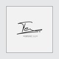 TE Initial Logo in Signature Style for Photography and Fashion Business - Hand Drawn Signature Logo Vector Royalty Free Stock Photo