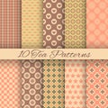 Tea abstract vector seamless patterns (tiling, Royalty Free Stock Photo