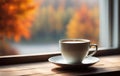 Tea by the autumn window with copy space Royalty Free Stock Photo