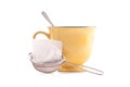 Tea Bag in Hot Water Strainer Royalty Free Stock Photo
