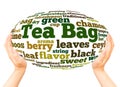 Tea bag word cloud hand sphere concept