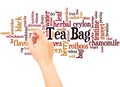 Tea bag word cloud hand writing concept