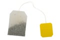 Tea bag, yellow label Royalty Free Stock Photo