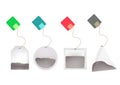 Tea Bags Illustration with Labels In Round, Rectangle, Square, Pyramid Shapes. Royalty Free Stock Photo