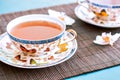 Tea on bamboo Royalty Free Stock Photo