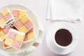 Tea and Battenberg Cake Royalty Free Stock Photo