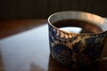 Tea in a blue and white porcelaine cup Royalty Free Stock Photo