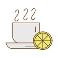 Tea in ceramic cup with lemon fill style icon Royalty Free Stock Photo