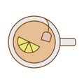 Tea in ceramic cup with,lemon floating fill style icon Royalty Free Stock Photo