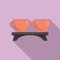 Tea ceremony cups icon, flat style Royalty Free Stock Photo