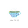 Tea ceremony illustration bowl cup hand drawn set