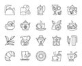 Tea simple black line icons vector set Royalty Free Stock Photo