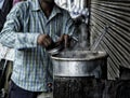 Tea or chai making in chandni chowk Royalty Free Stock Photo