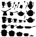 Tea, coffee ans pot sets Royalty Free Stock Photo