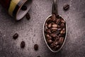 Tea and Coffee Beans in Rustic Spoons