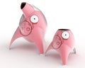 Tea and coffee children`s service designed in the form of cartoon characters stylized for different animals. 3D