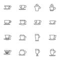 Tea and coffee cup line icons set Royalty Free Stock Photo