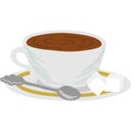 Tea or coffee cup on saucer with spoon vector icon Royalty Free Stock Photo
