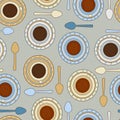 Tea and coffee cups seamless pattern