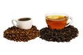 Tea and coffee on isolated background Royalty Free Stock Photo