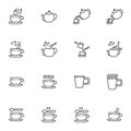 Tea and coffee line icons set Royalty Free Stock Photo