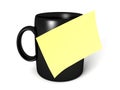 Tea or coffee mug with blank stick note Royalty Free Stock Photo