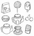 Tea, coffee, pastry, Cakes and macaroons icons