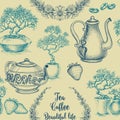 Tea and coffee seamless pattern